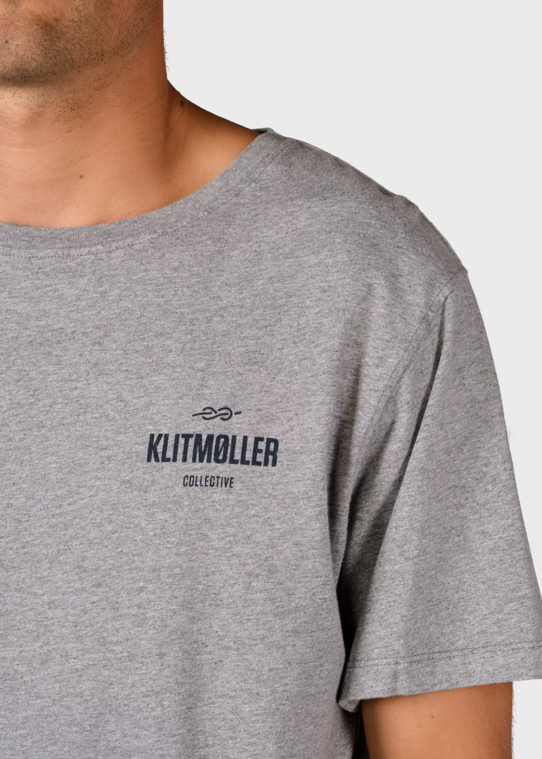 Klitmoller Collective T-shirts-Mens small logo tee - Grey melange Anthracite