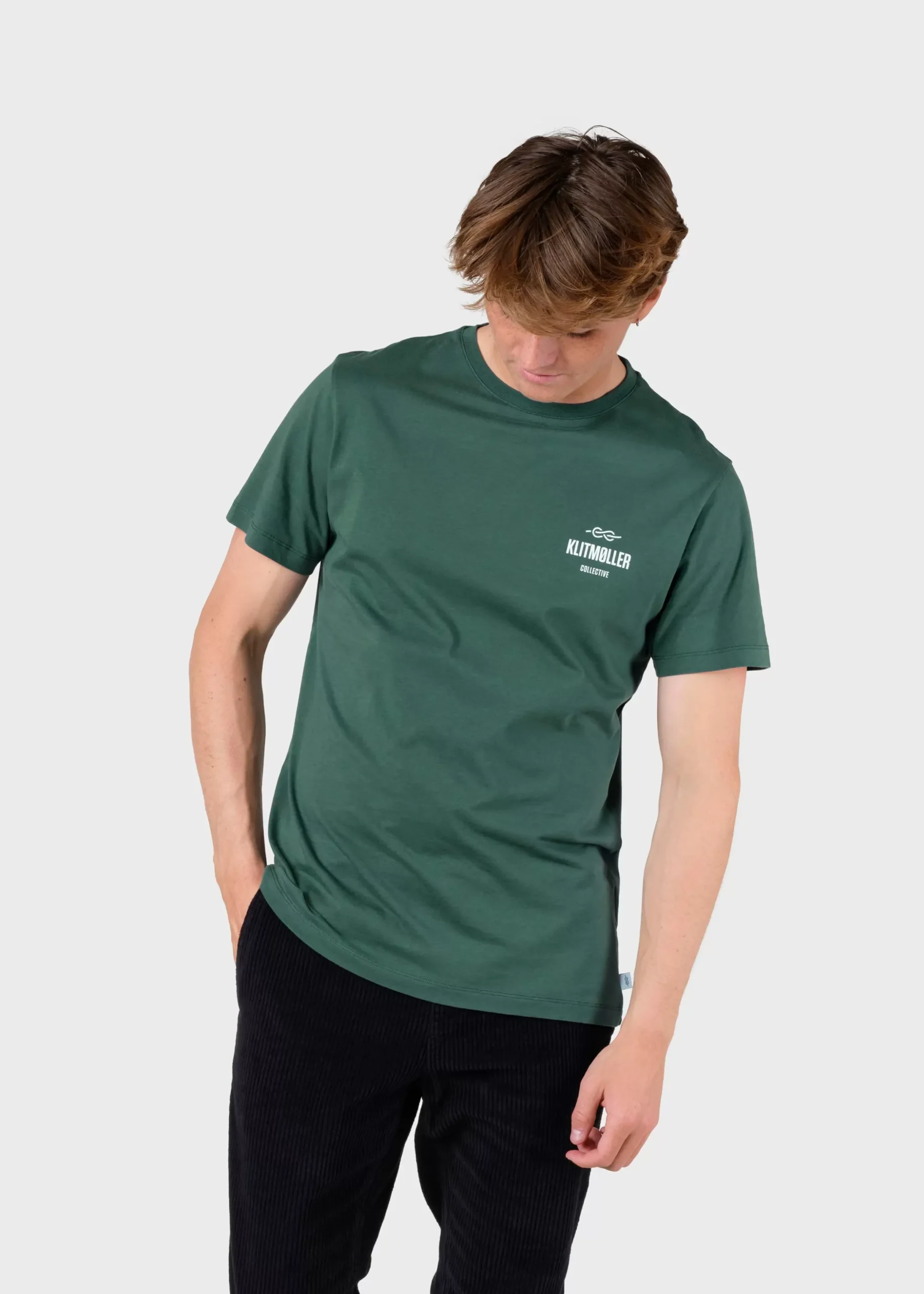 Klitmoller Collective T-shirts-Mens small logo tee - Moss Green Anthracite