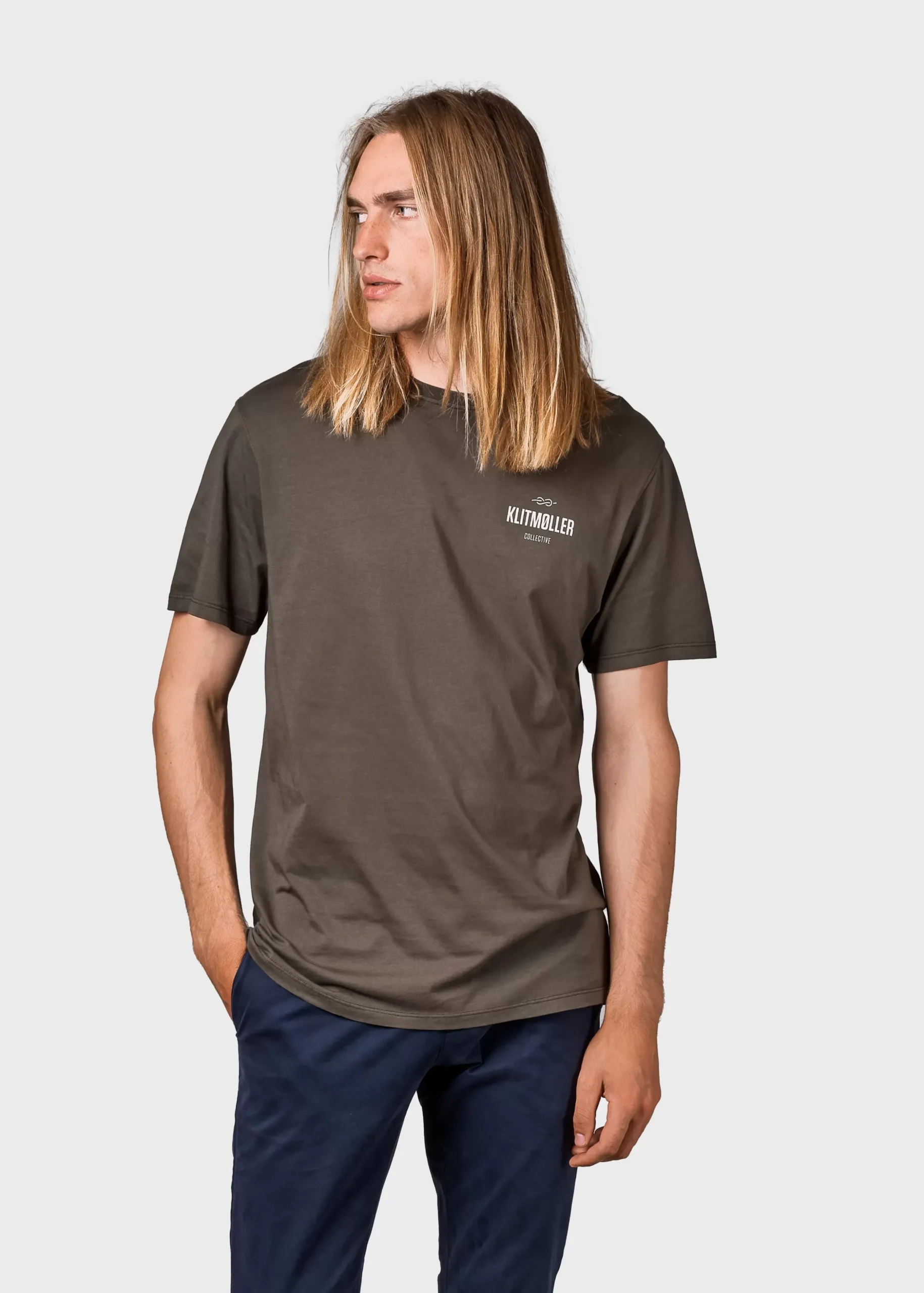 Klitmoller Collective T-shirts-Mens small logo tee - Olive Anthracite