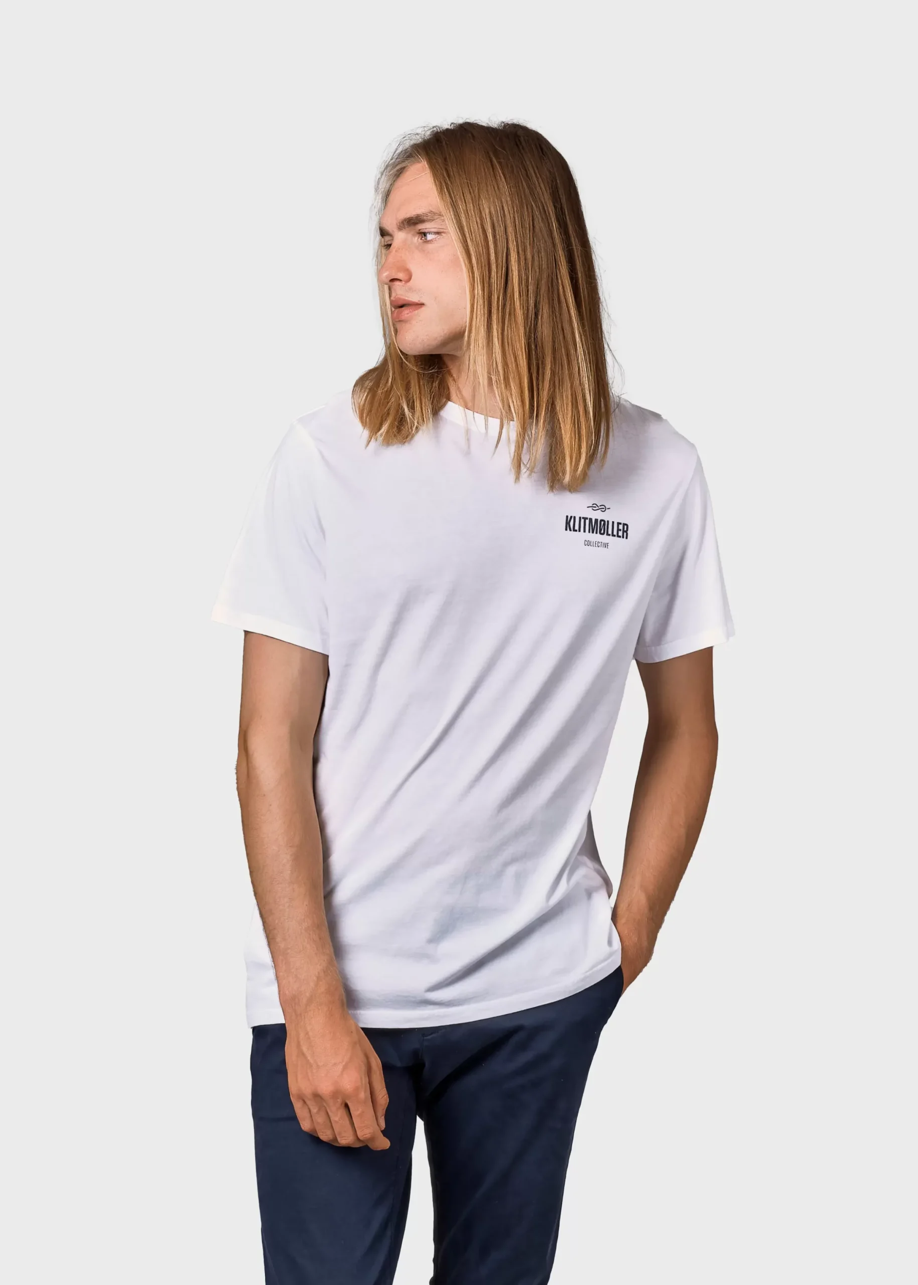 Klitmoller Collective T-shirts-Mens small logo tee - White Anthracite