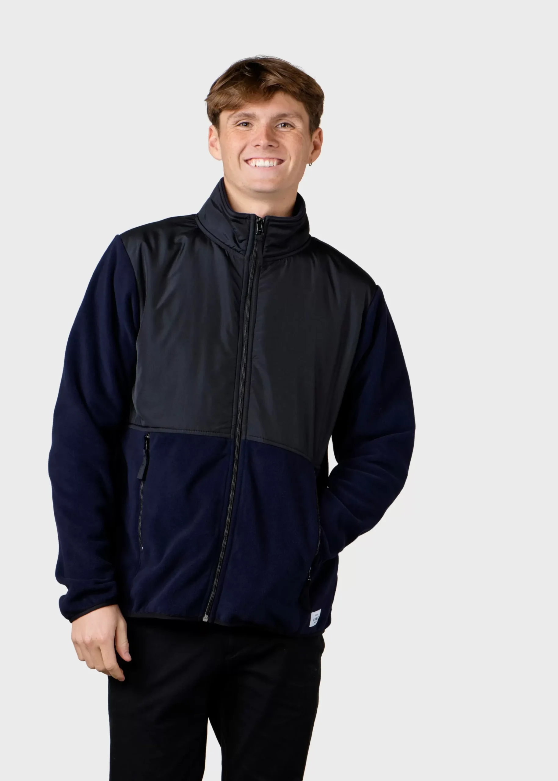Klitmoller Collective Fleece-Midi fleece jacket - Black/navy Black/olive