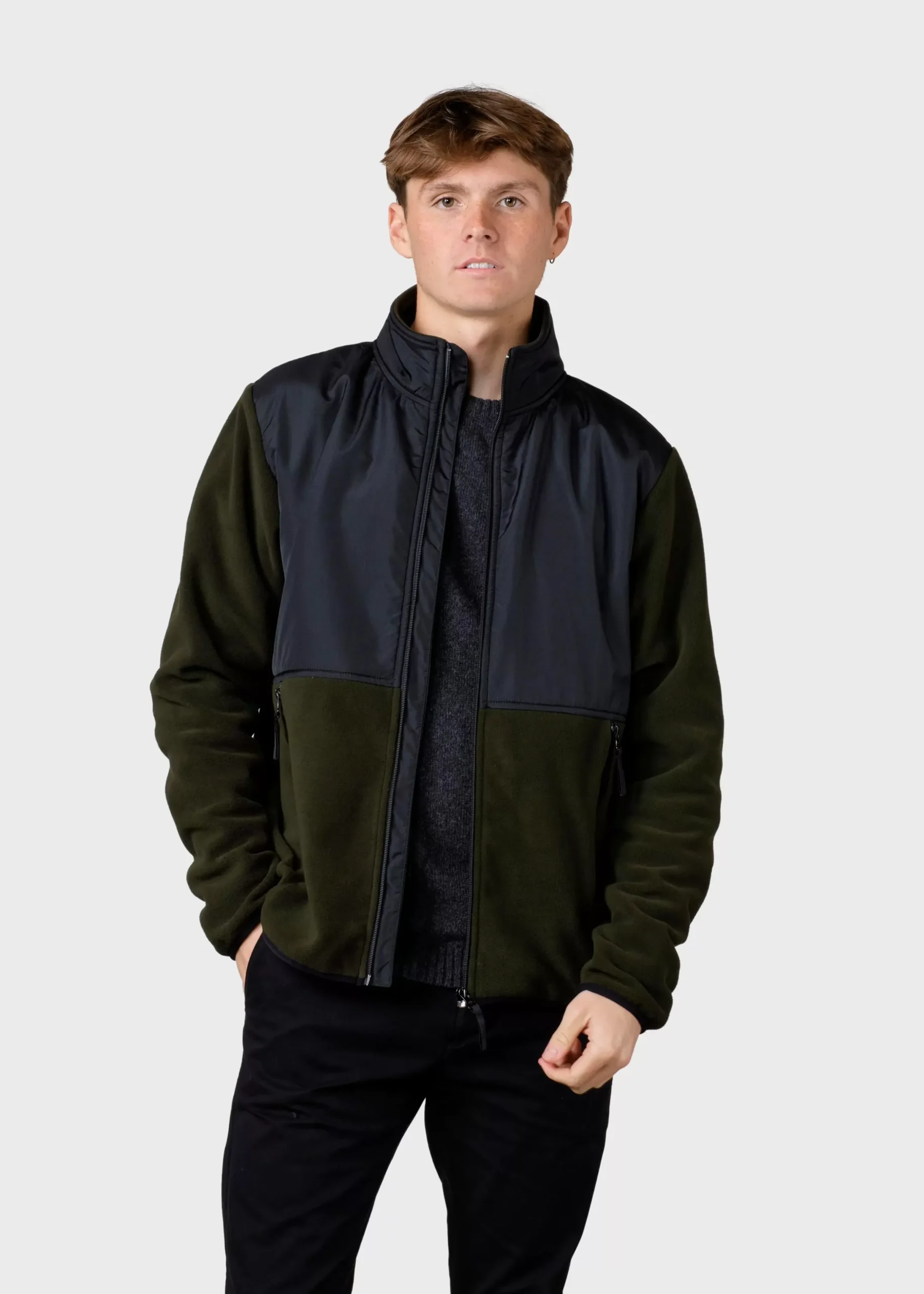 Klitmoller Collective Fleece-Midi fleece jacket - Black/olive