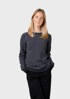 Klitmoller Collective Strick-Mika knit - Anthracite/cream Cream/lightblue
