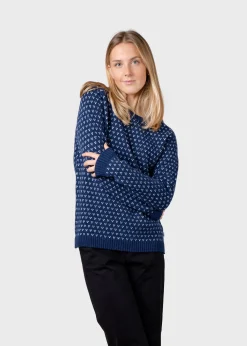Klitmoller Collective Strick-Mika knit - Deep blue/cream Cream/lightblue