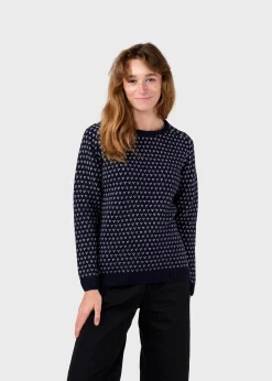 Klitmoller Collective Strick-Mika knit - Navy/cream Cream/lightblue
