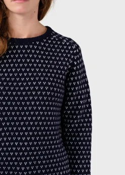 Klitmoller Collective Strick-Mika knit - Navy/cream Cream/lightblue
