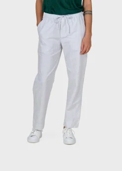 Klitmoller Collective Hosen-Nicoline striped pant - White/sand White/navy