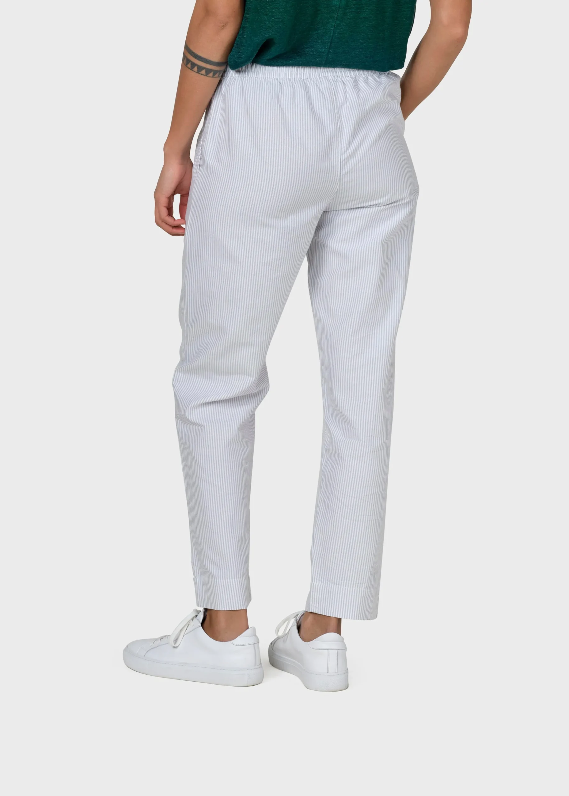 Klitmoller Collective Hosen-Nicoline striped pant - White/sand White/navy