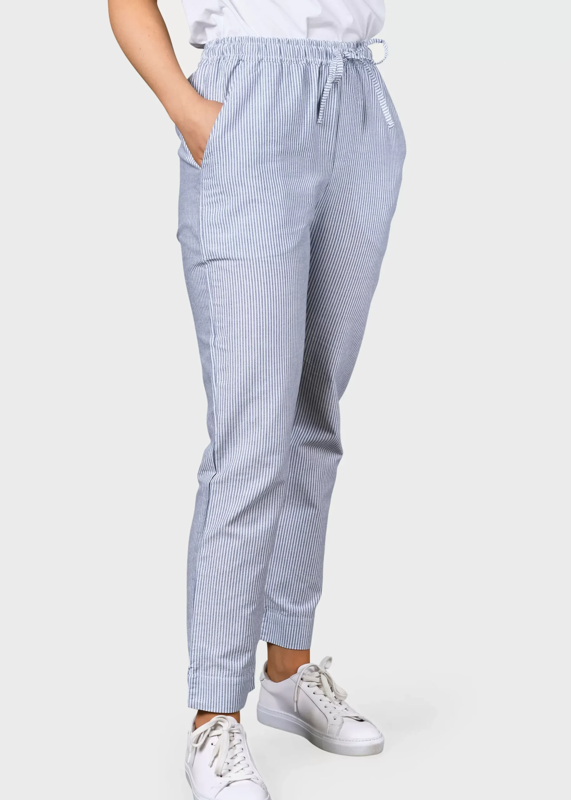 Klitmoller Collective Hosen-Nicoline striped pant - White/navy