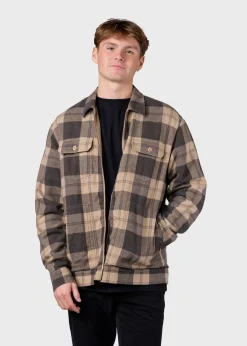 Klitmoller Collective Jacken-Niklas check overshirt - Sand/black Navy/black