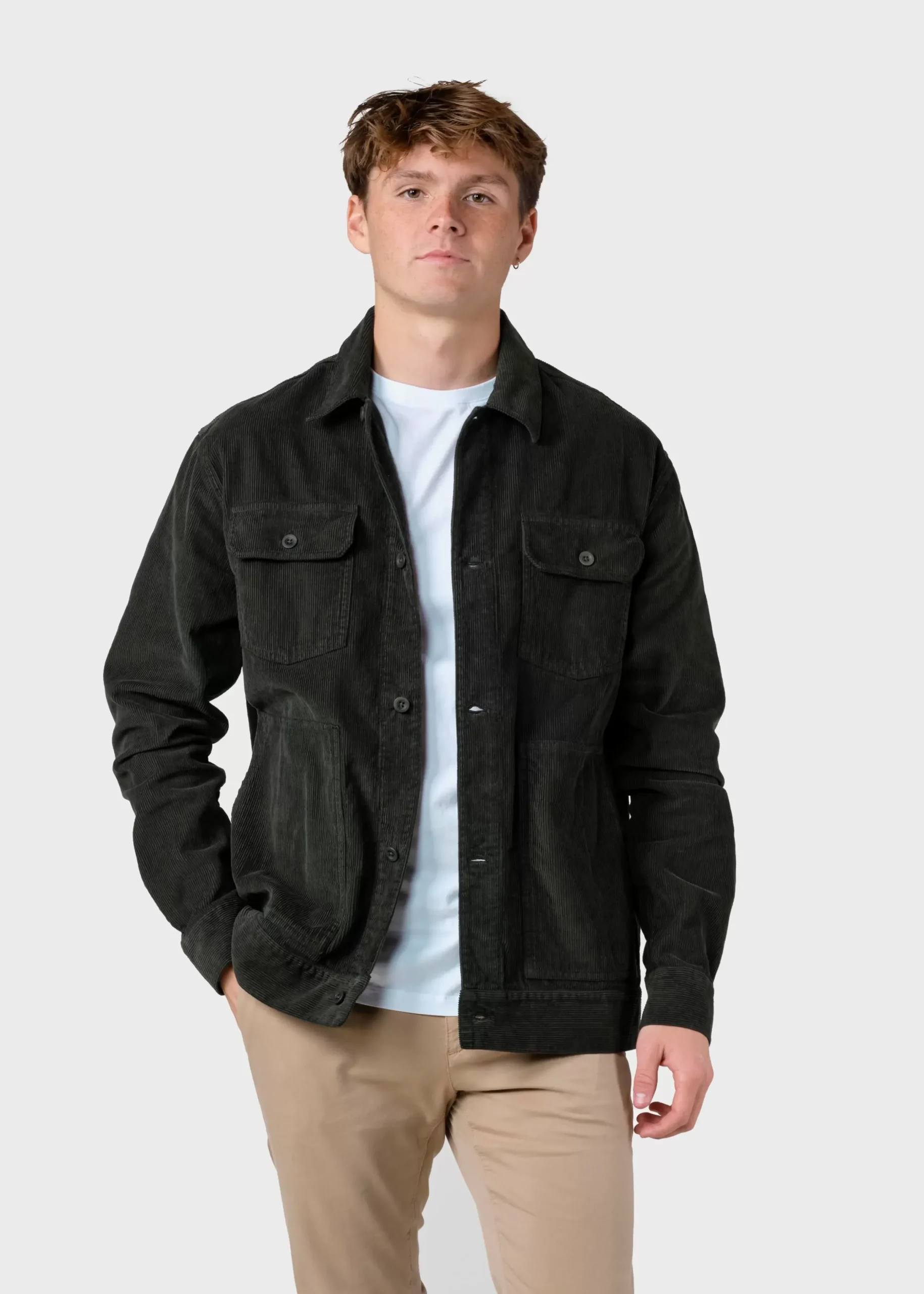 Klitmoller Collective Jacken-niklas-corduroy-overshirt - Olive Pastelgrey