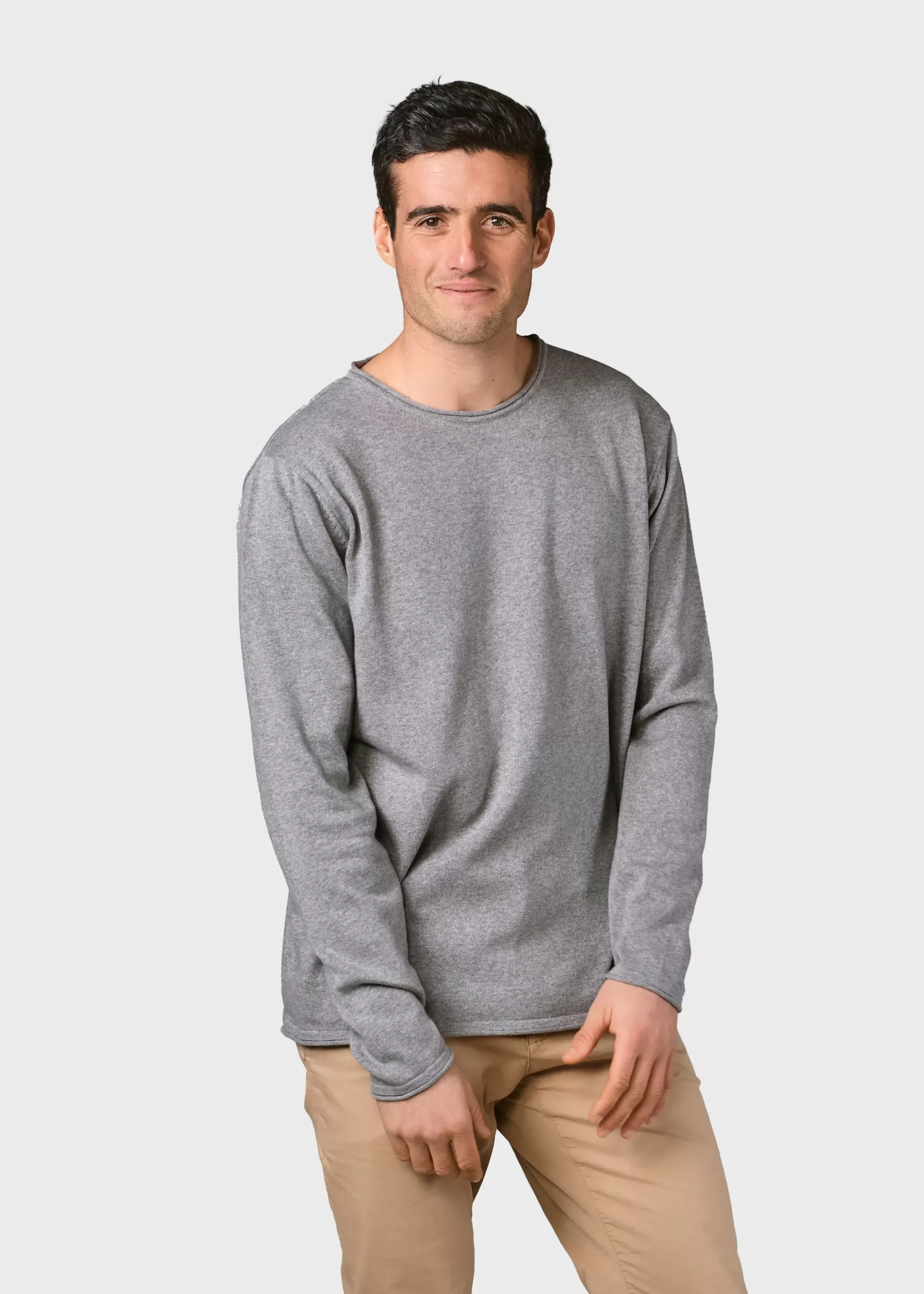 Klitmoller Collective Strick-Noah knit - Light grey Creammelange