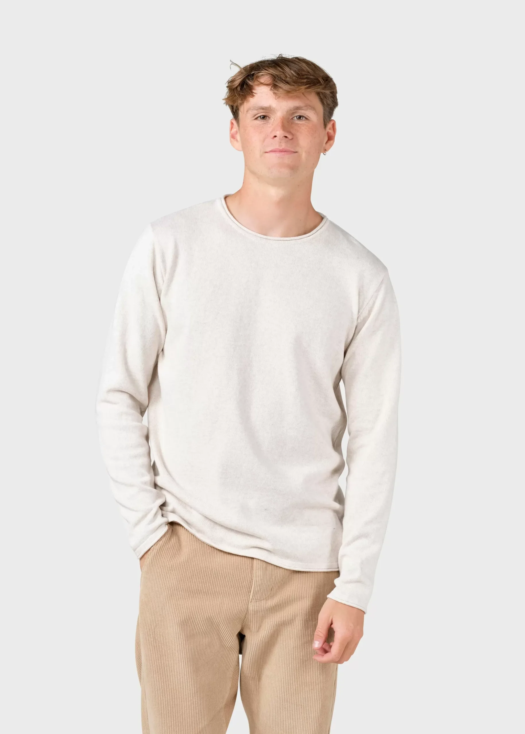 Klitmoller Collective Strick-Noah knit - Olive Creammelange