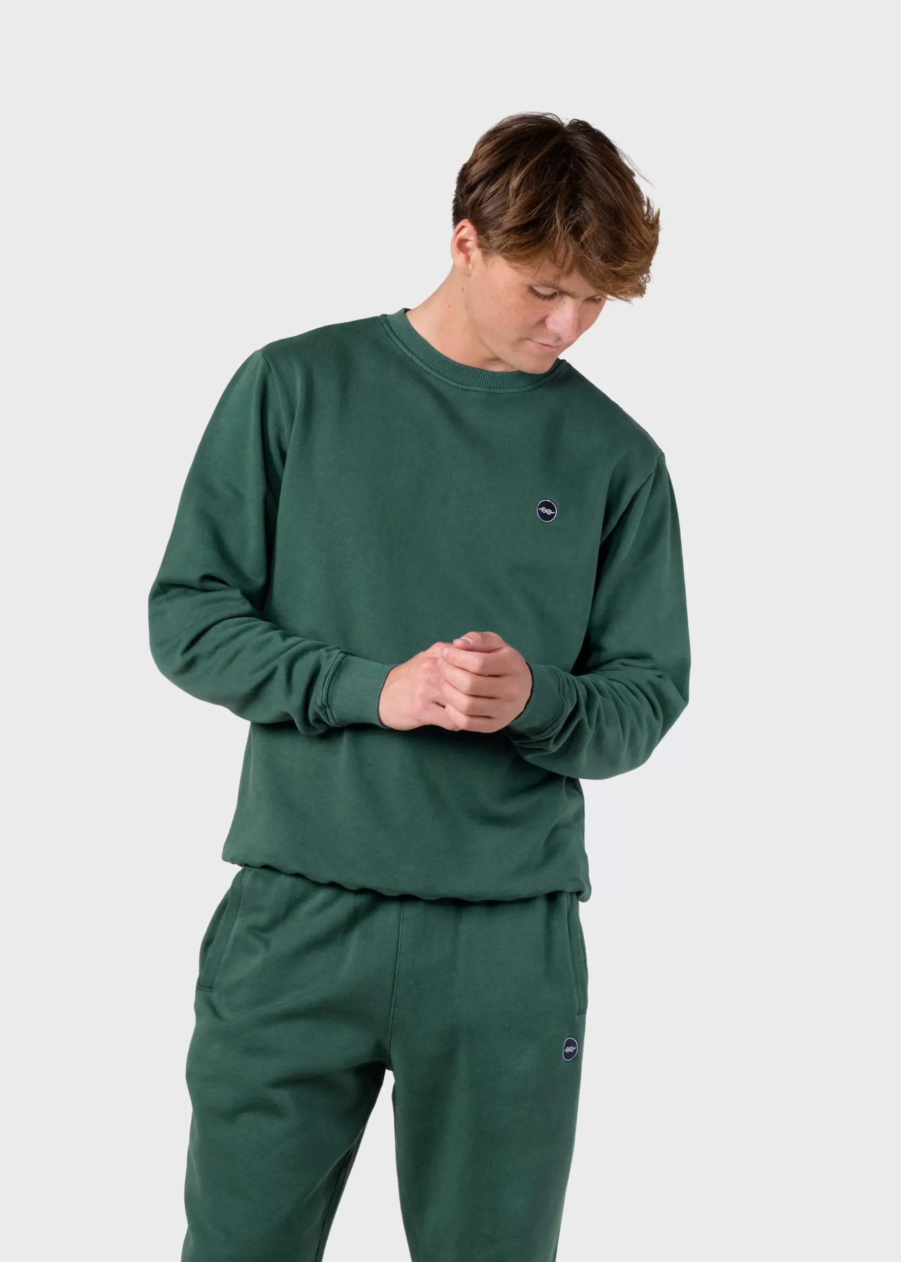 Klitmoller Collective Sweatshirts-Olaf crew - Moss Green Anthracitemelange