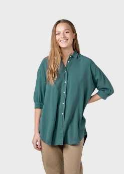 Klitmoller Collective Hemden-Oline shirt - Moss Green Skyblue