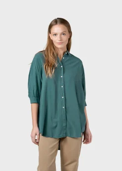 Klitmoller Collective Hemden-Oline shirt - Moss Green Skyblue