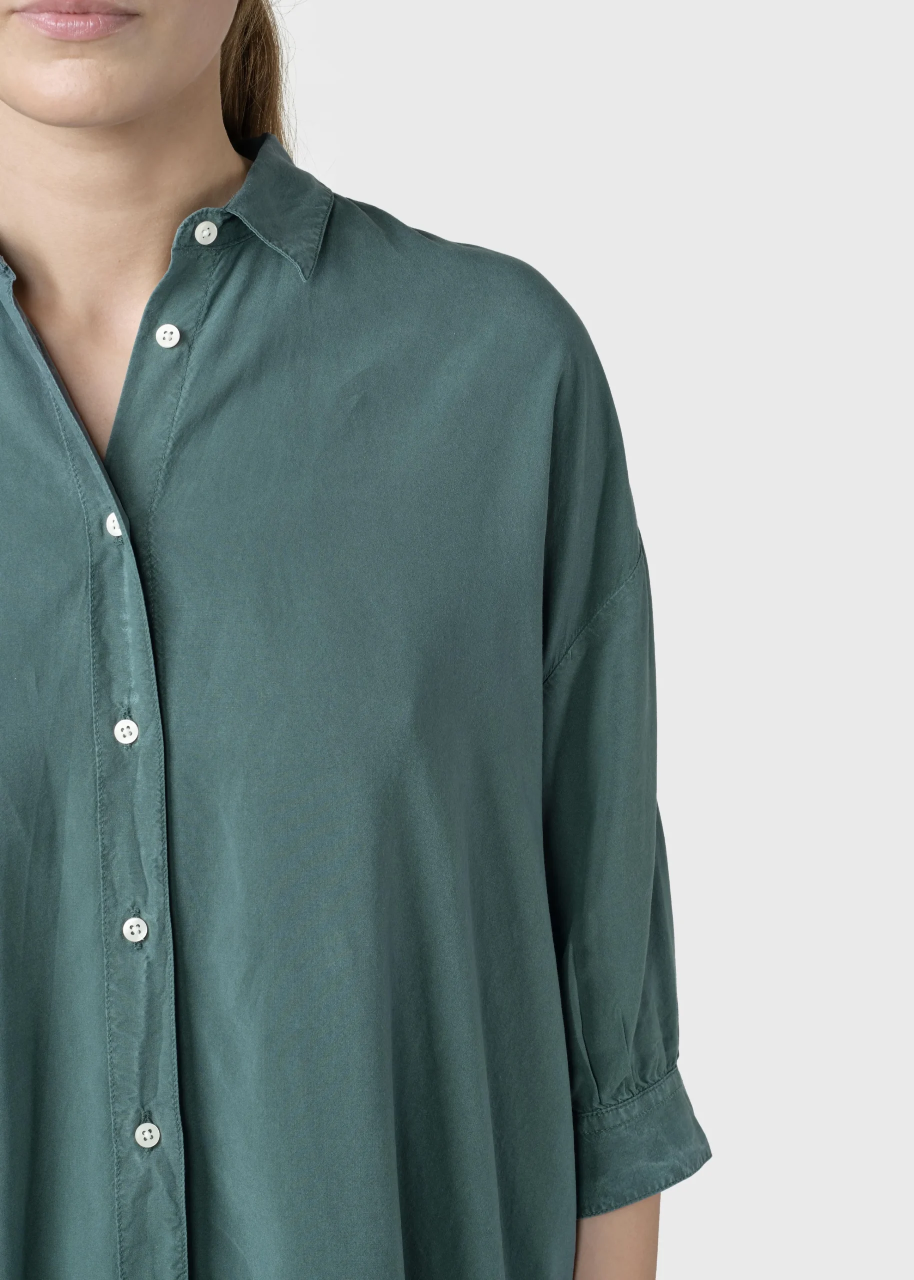 Klitmoller Collective Hemden-Oline shirt - Moss Green Skyblue