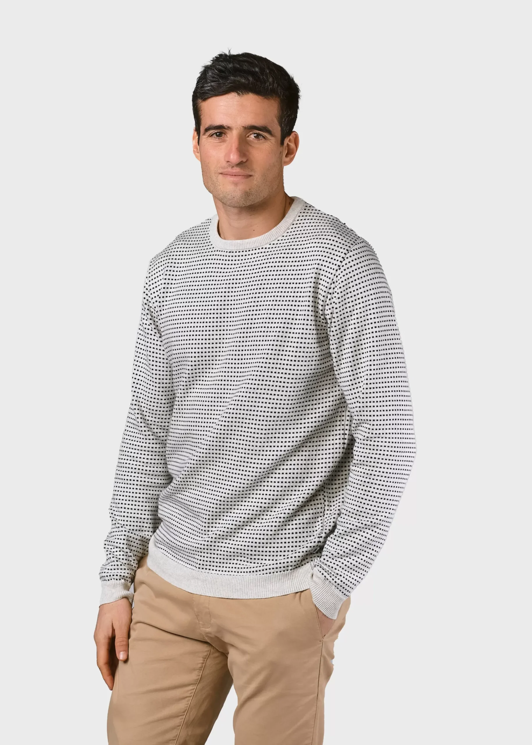 Klitmoller Collective Strick-Otto knit - Cream melange/navy dots Creammelange/navydots