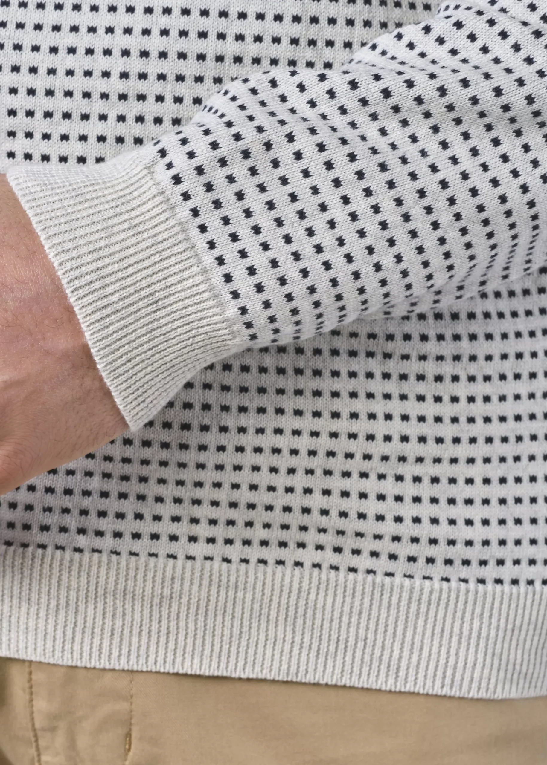 Klitmoller Collective Strick-Otto knit - Cream melange/navy dots Creammelange/navydots