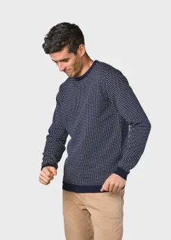 Klitmoller Collective Strick-Otto knit - Navy/cream melange dots Creammelange/navydots