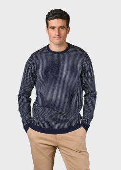 Klitmoller Collective Strick-Otto knit - Navy/cream melange dots Creammelange/navydots