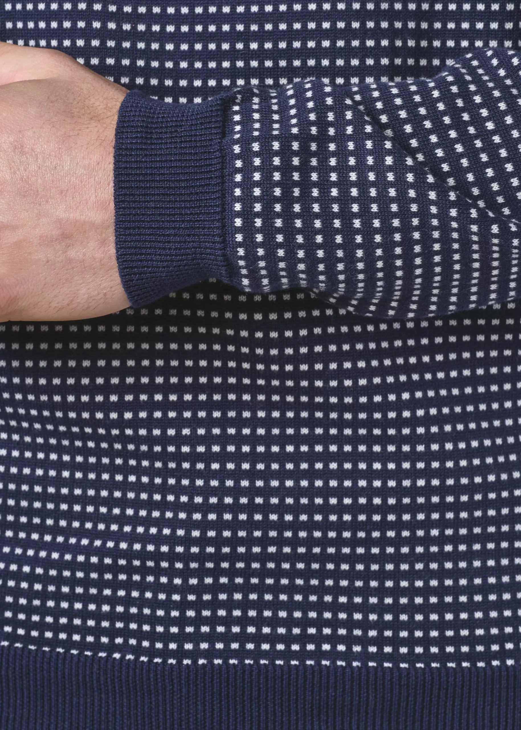 Klitmoller Collective Strick-Otto knit - Navy/cream melange dots Creammelange/navydots