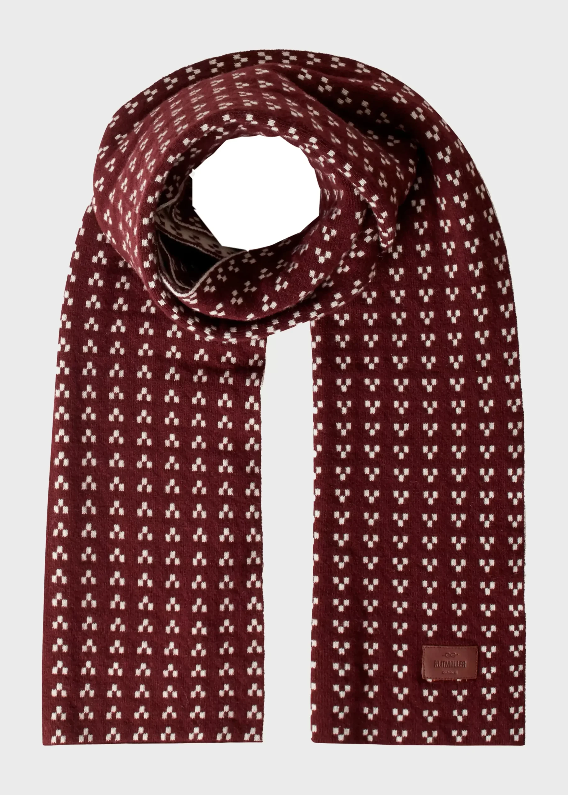 Klitmoller Collective Accessories-Pattern scarf - Bordeaux/cream
