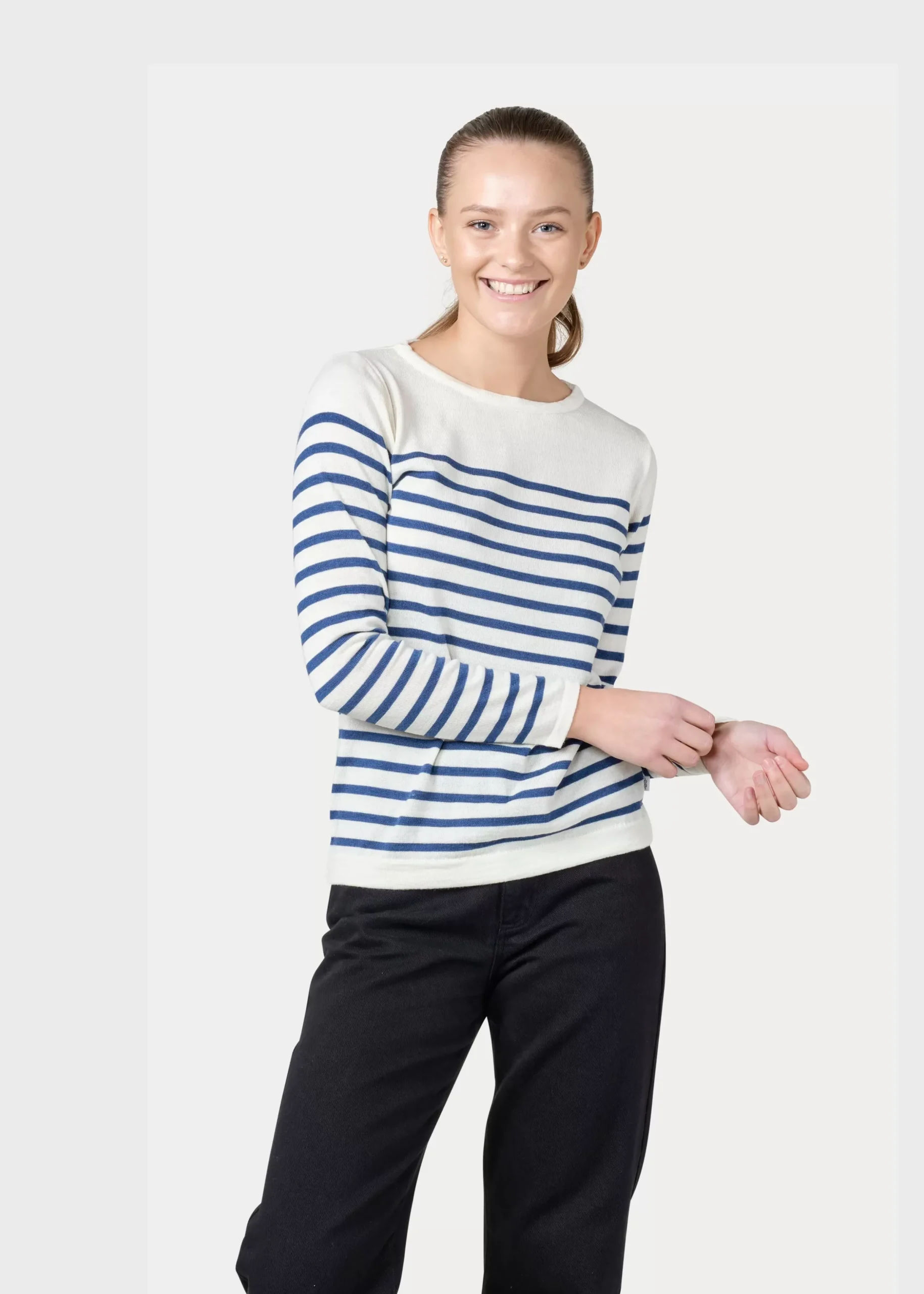 Klitmoller Collective Strick-Paula knit - Cream/ocean Navy/cream