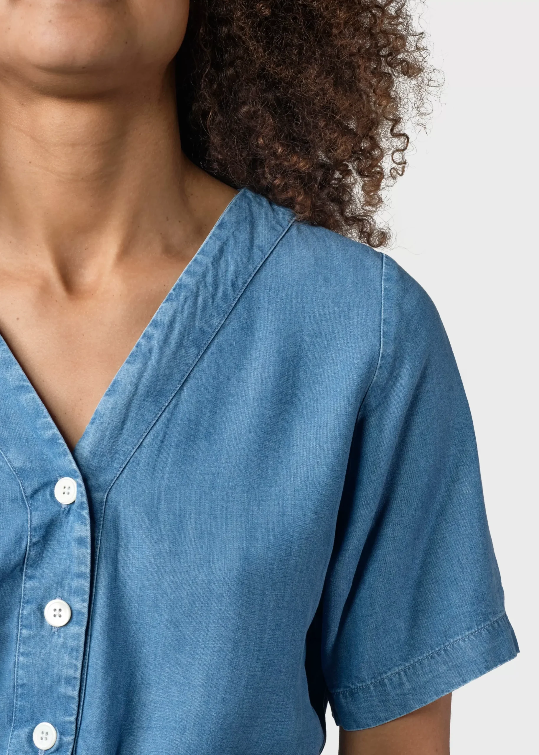 Klitmoller Collective Kleider-Pernille dress - Light blue chambrey Lightbluechambrey