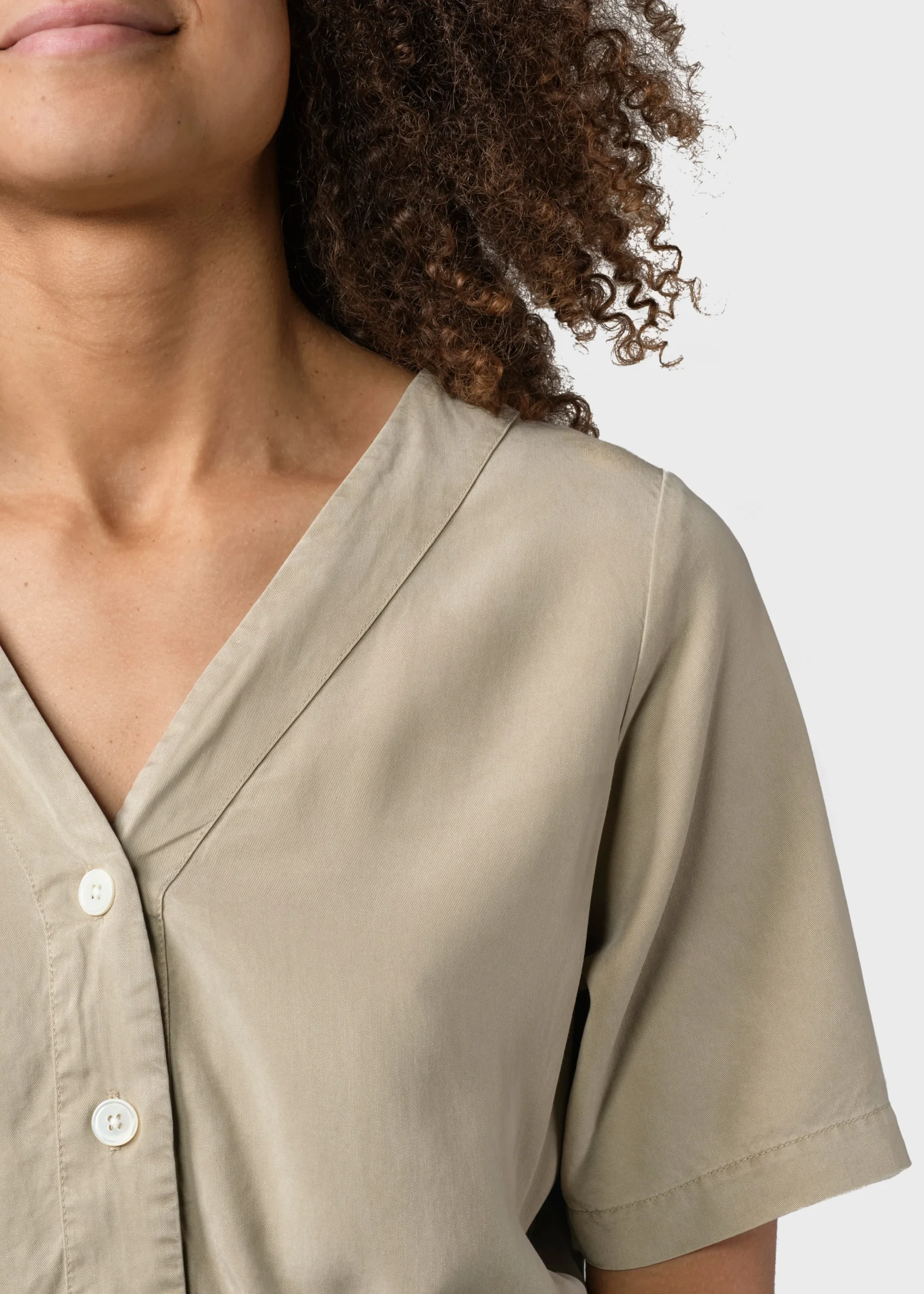 Klitmoller Collective Kleider-Pernille dress - Sand Lightbluechambrey