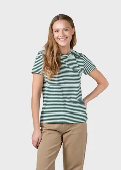Klitmoller Collective T-shirts-Pil tee - Cream/moss green Cream/navy