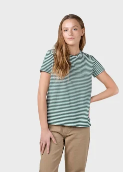 Klitmoller Collective T-shirts-Pil tee - Cream/moss green Cream/navy
