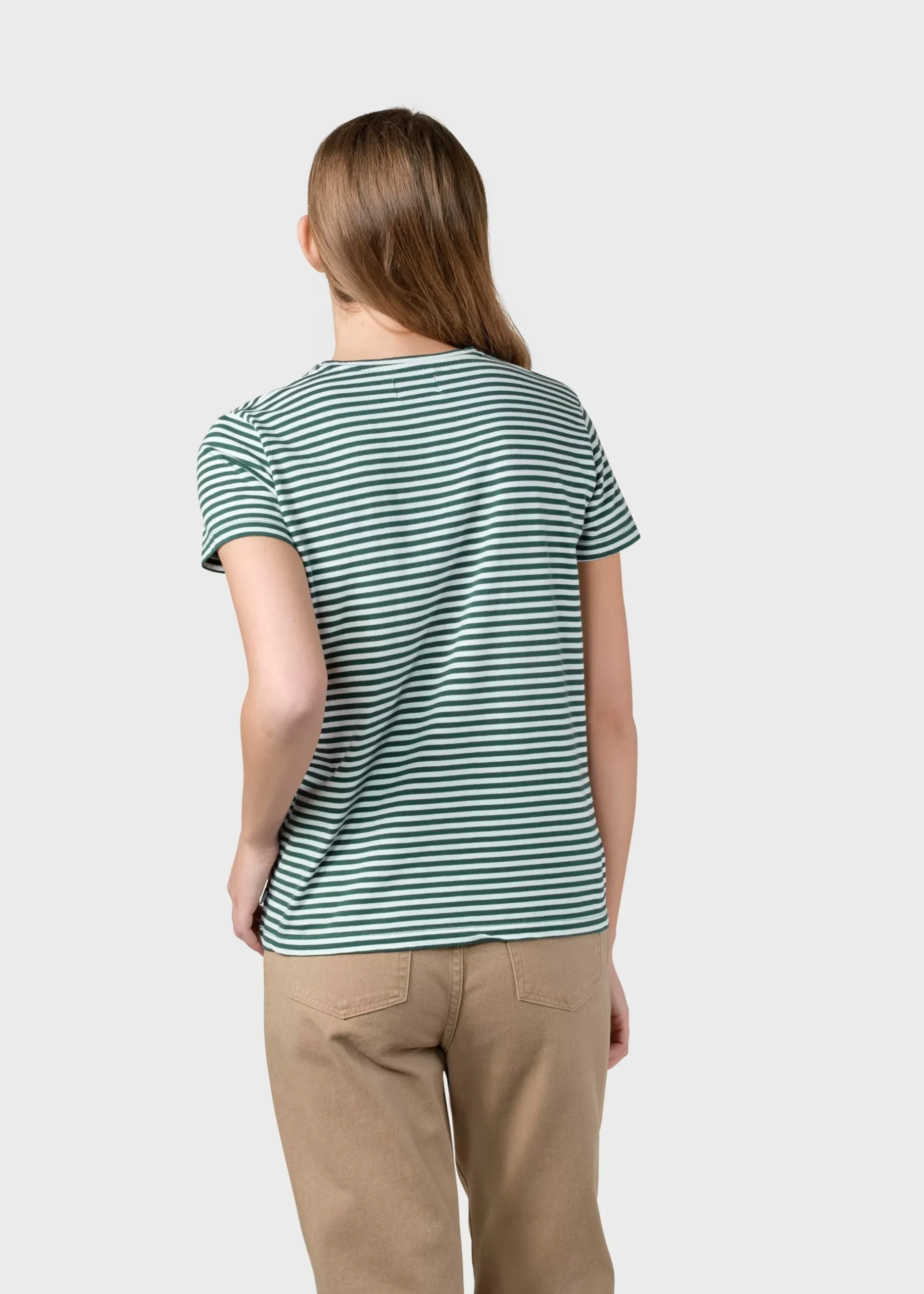 Klitmoller Collective T-shirts-Pil tee - Cream/moss green Cream/navy