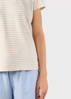 Klitmoller Collective T-shirts-Pil tee - Cream/sand Cream/navy