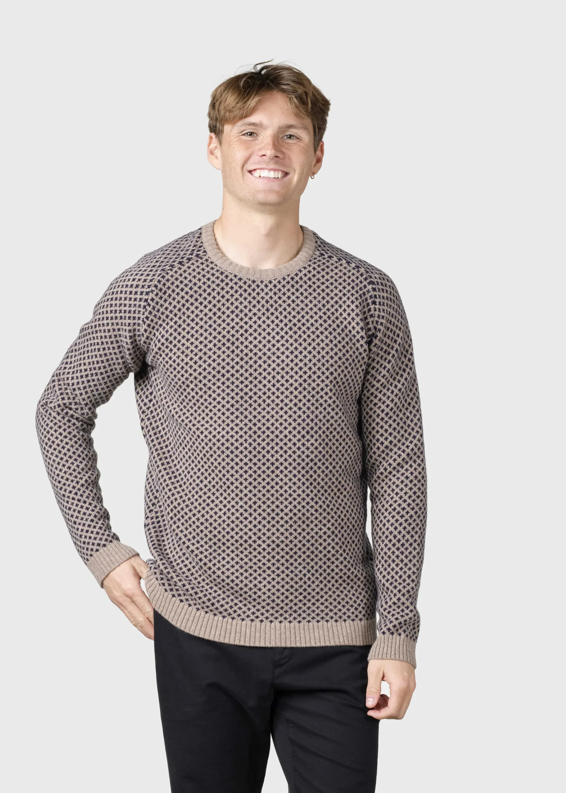 Klitmoller Collective Strick-Rene knit - Sand/navy Navy/cream