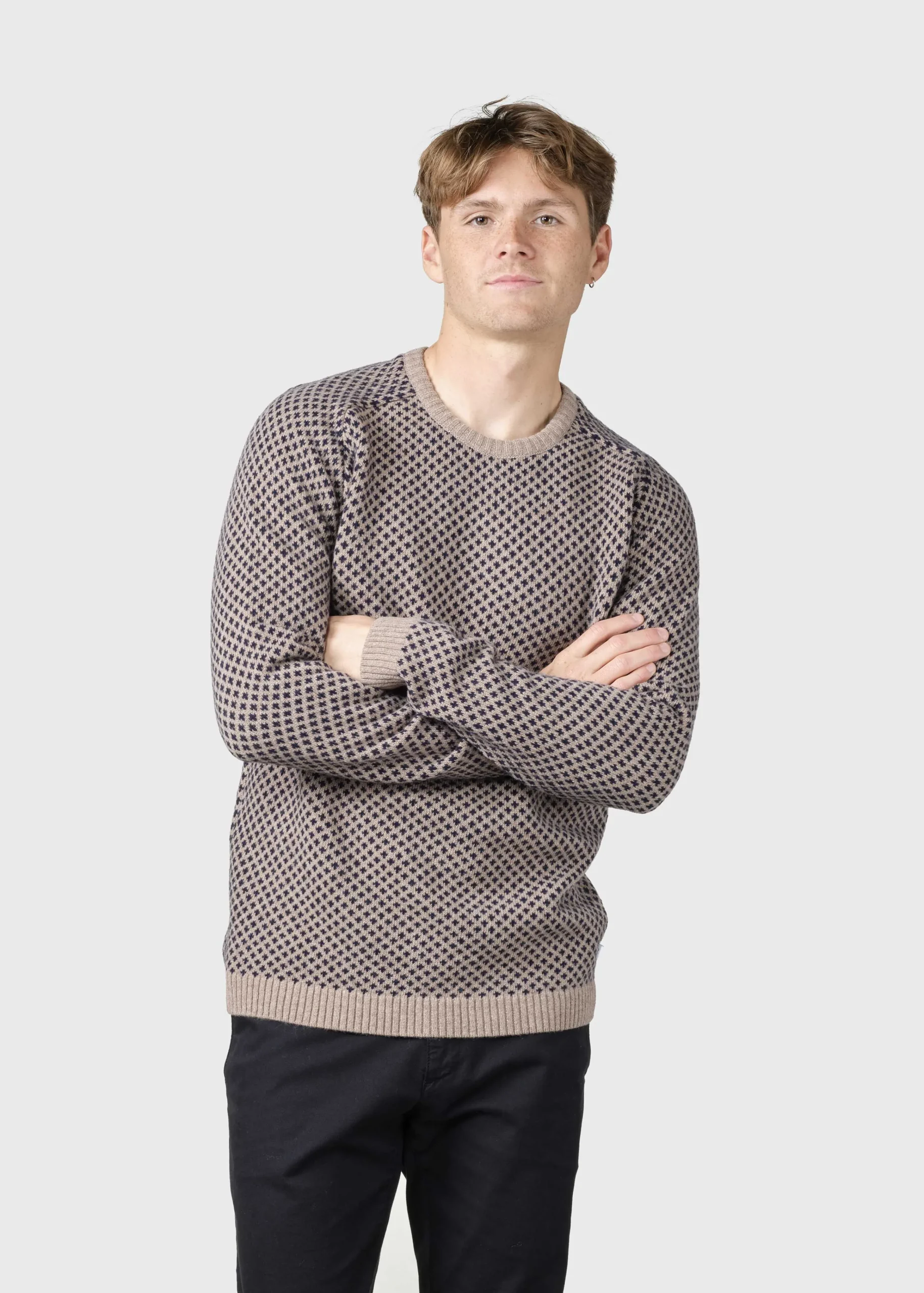 Klitmoller Collective Strick-Rene knit - Sand/navy Navy/cream