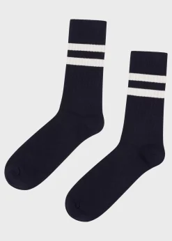 Klitmoller Collective Accessories-Retro cotton sock - Navy/cream Cream/navy