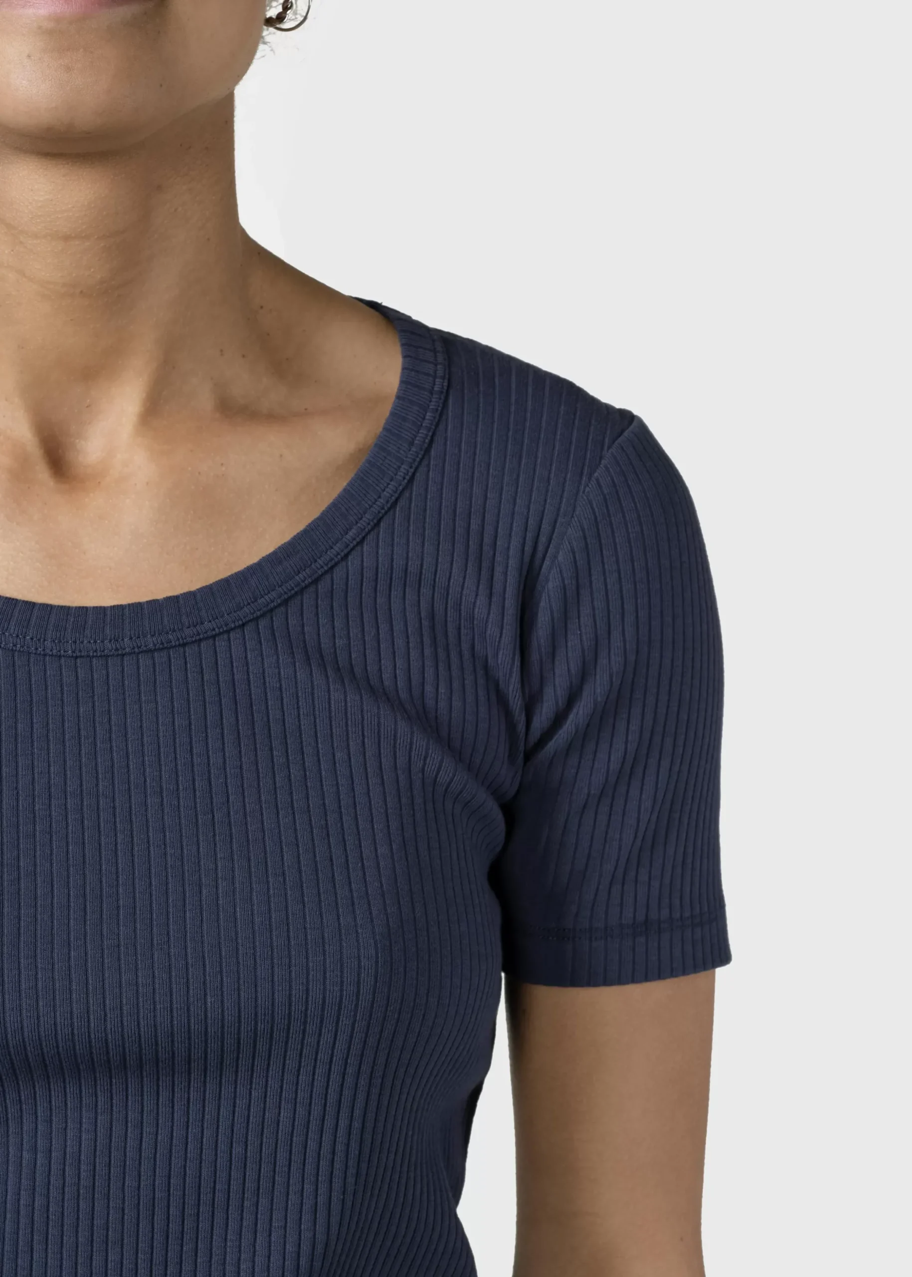 Klitmoller Collective T-shirts-Rib tee - Navy Cream/skyblue