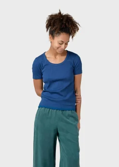 Klitmoller Collective T-shirts-Rib tee - Ocean Cream/skyblue