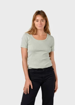 Klitmoller Collective T-shirts-Rib tee - Sage Cream/skyblue