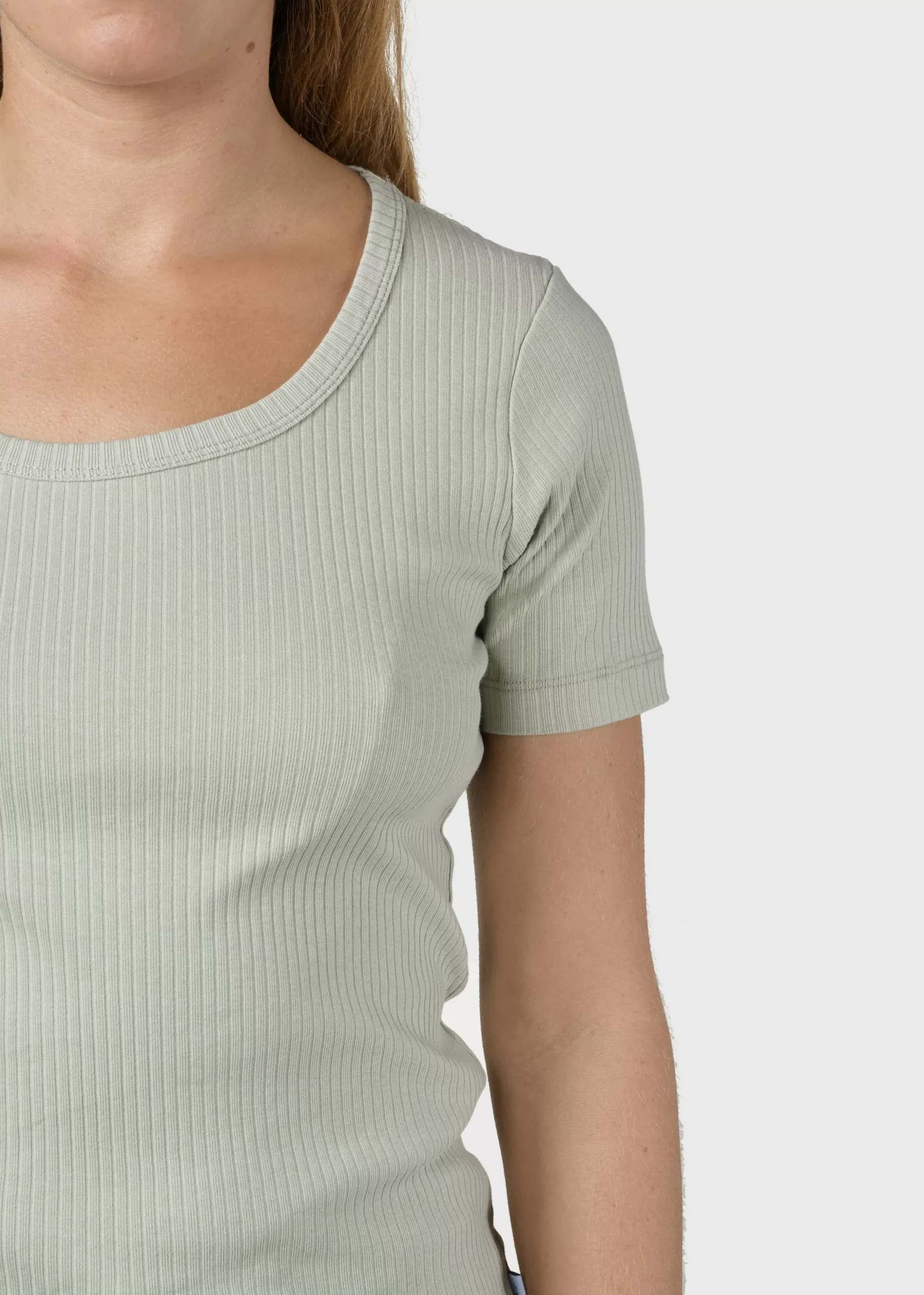 Klitmoller Collective T-shirts-Rib tee - Sage Cream/skyblue