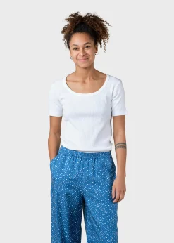 Klitmoller Collective T-shirts-Rib tee - White Cream/skyblue