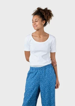 Klitmoller Collective T-shirts-Rib tee - White Cream/skyblue