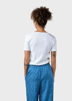 Klitmoller Collective T-shirts-Rib tee - White Cream/skyblue