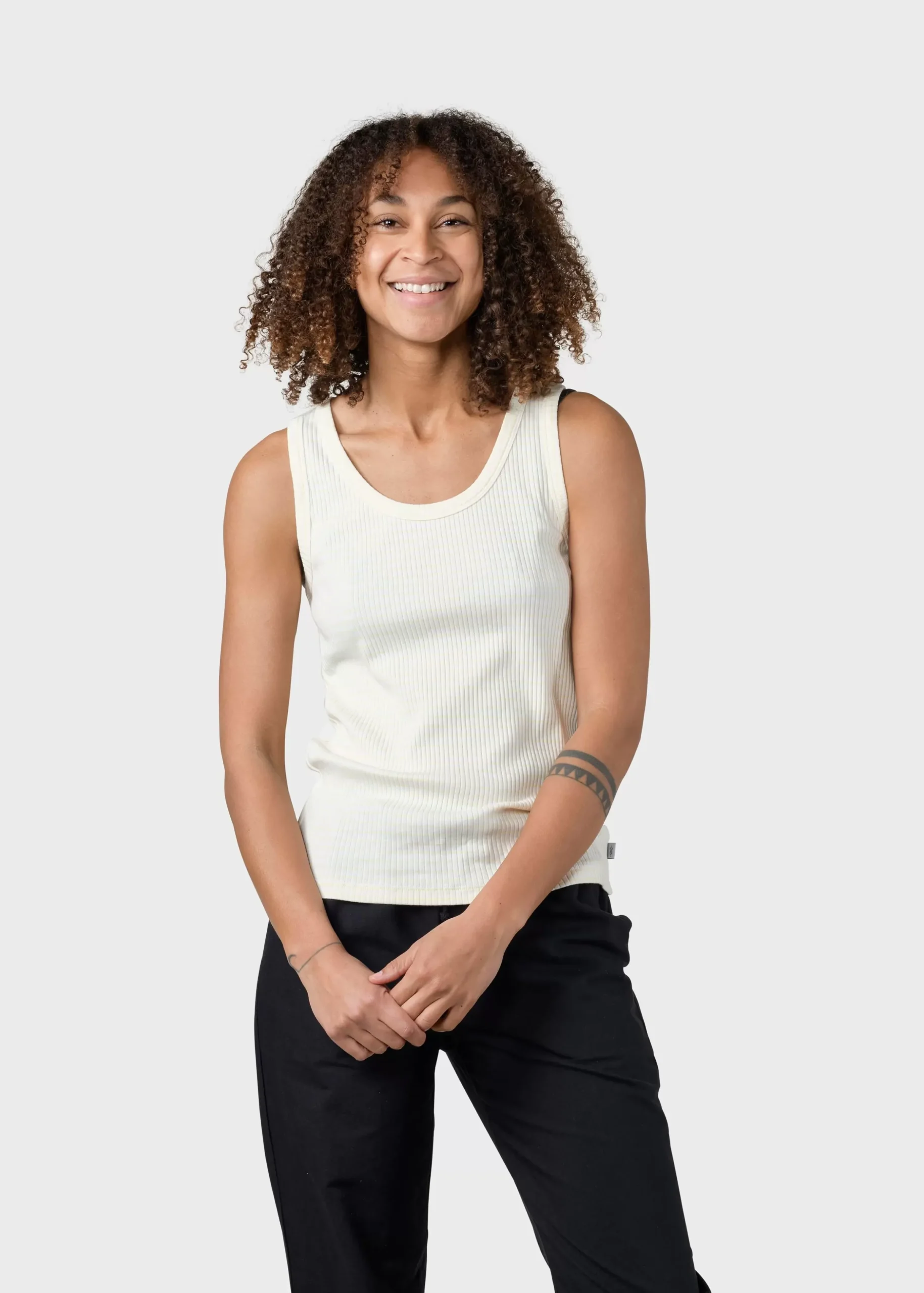 Klitmoller Collective T-shirts-Rib top stripes - Cream/lemon sorbet Lilac