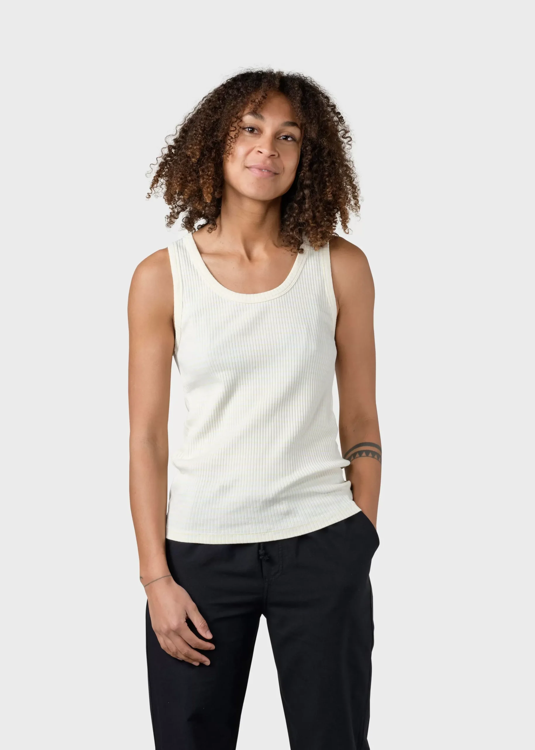Klitmoller Collective T-shirts-Rib top stripes - Cream/lemon sorbet Lilac