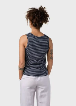 Klitmoller Collective T-shirts-Rib top stripes - Navy/cream Lilac