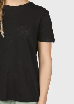 Klitmoller Collective T-shirts-Rikke linen tee - Black Ocean