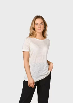 Klitmoller Collective T-shirts-Rikke linen tee - Cream Ocean