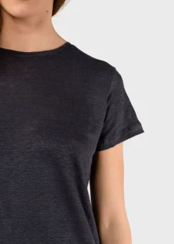 Klitmoller Collective T-shirts-Rikke linen tee - Navy Ocean